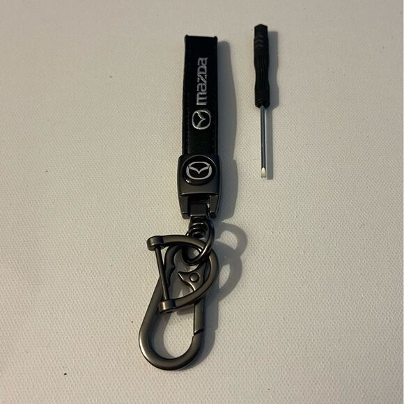 Mazda keyfob Keychain in Black Leather NWT - Picture 2 of 4